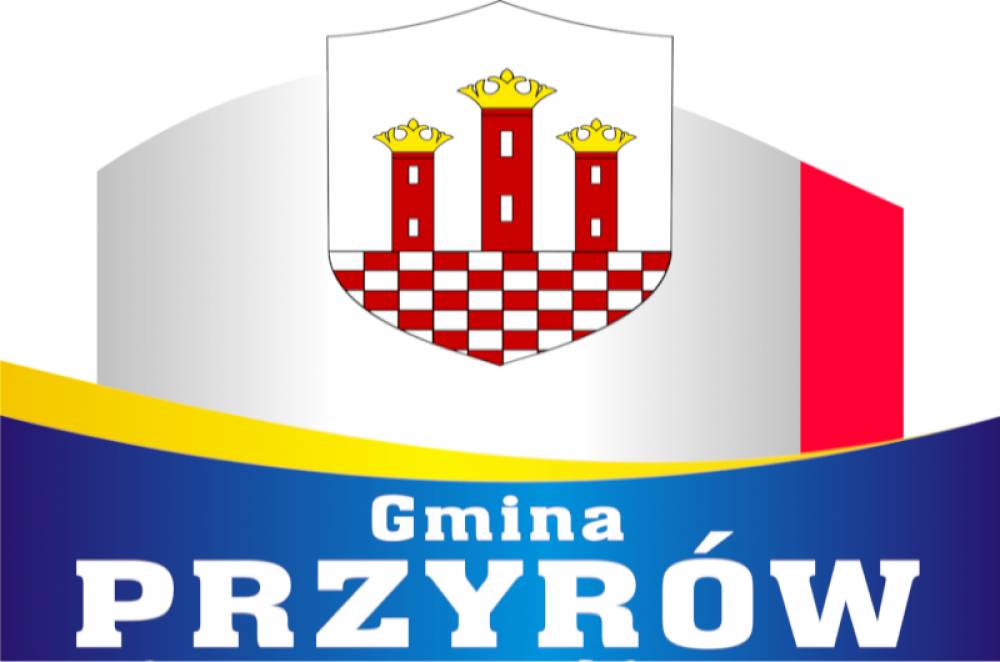 : Logotyp Gminy Przyrów zawierający Herb Gminy oraz napis Gmina Przyrów.